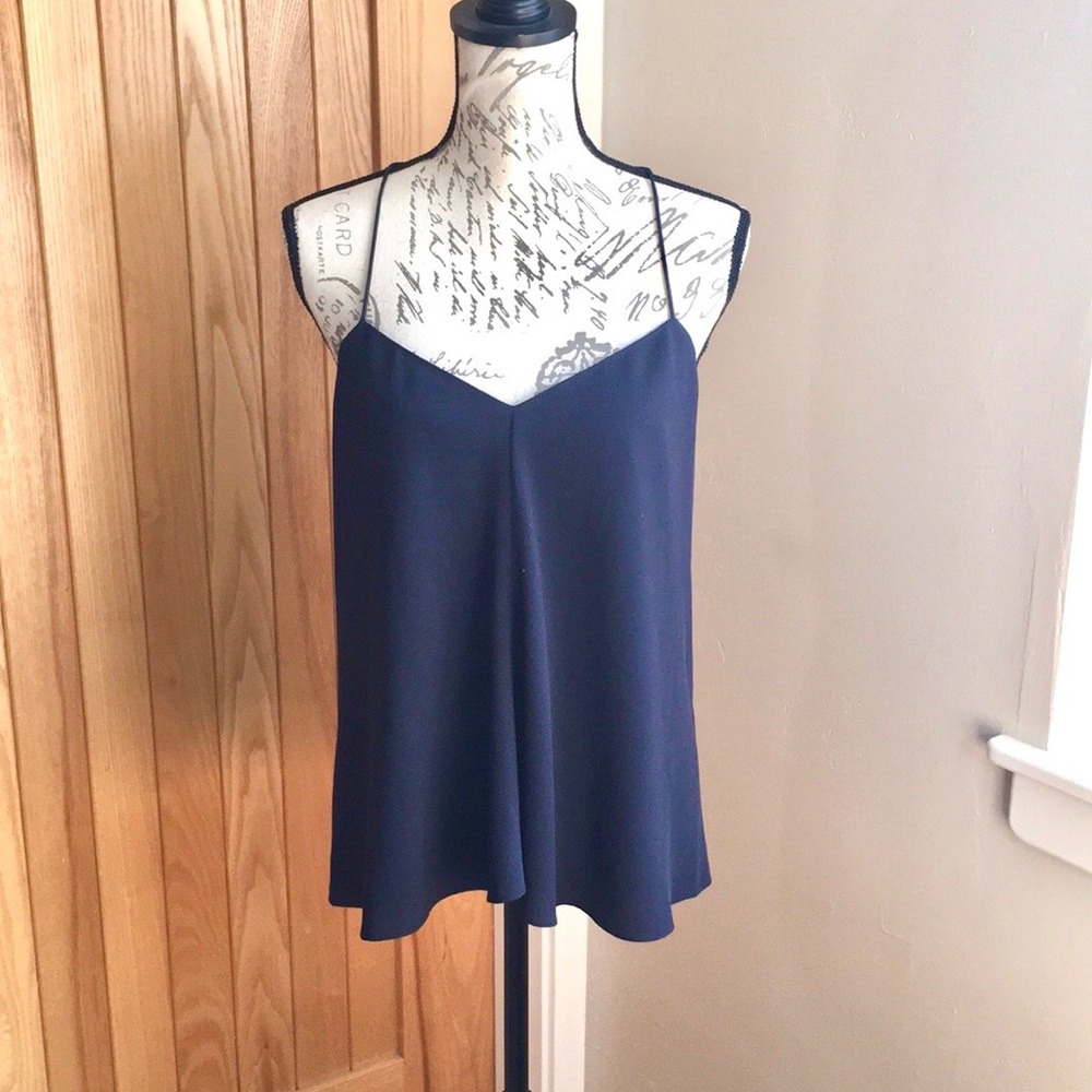NWT Beautiful, Tibi, Lined Savanna Crepe Draped Cami. Navy Blue. Size 10